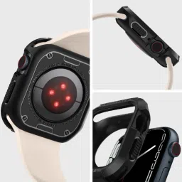 play run Screen Guard for Bumper Case Apple Watch Series 8 / 7 (45mm) | SE2 / 6 / SE / 5 / 4 (44mm), Precisely compatible Resilient Shock Absorption and Carbon Fiber Design, Everyday scratch defense with flexible and shock-absorbent layer image 2
