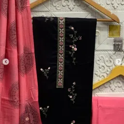 Unstitched Pure Cotton Salwar Suit Material Floral Print, Chevron/Zig Zag-image-35