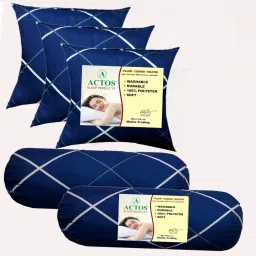 3 Cushion And 2 Microfibre Floral Cushion Pack of 5-image-32