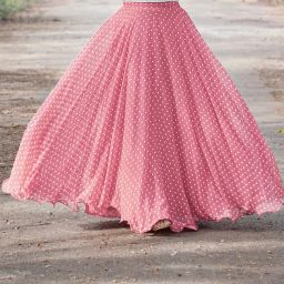 Women Polka Print Flared Pink, White Skirt-image-13