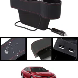 Black Seat Gap Organizer Front Seat With USB Ports,Cup,Phone,Key,Coin Holder 40 Car Side Seat Catcher-image-92