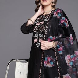 indo era Women Viscose Rayon Kurta Pant Dupatta Set-picture-21