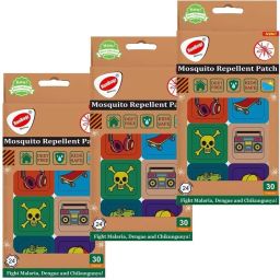 Natural Repellent Mosquito Patches for Babies with 24 Hours Protection,30 Patches (Skull Printed) -(Pack Of 3)-image-1
