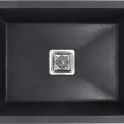 Quartz Kitchen Sink, Single Bowl Kitchen Sink, Granite Matt Finish Kitchen Sink with Sink Coupling Hose Pipe and Drainer Basket (16x18 Inches) Vessel Sink-image-12