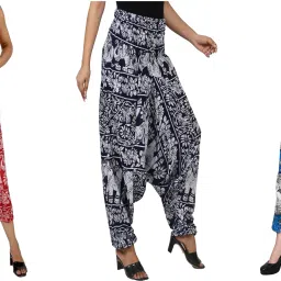 Printed Rayon, Cotton Women Harem Pants-image-94