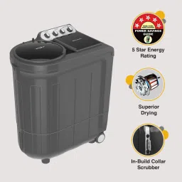 whirlpool 8 kg 5 Star with Auto Restart, End of Cycle Buzzer, Lint Filter and Collar Scrubber Semi Automatic Top Load Black, Grey image 4