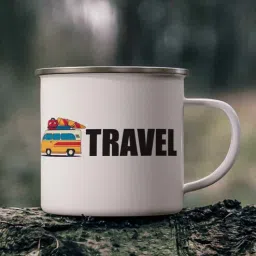 gathari Live to Travel Enamel Printed White 350ml Stainless Steel Coffee Mug-picture-35