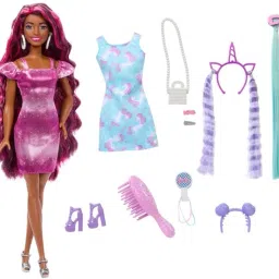 Fun & Fancy Hair Doll with Extra-Long Colorful Black Hair & Styling Accessories-image-6