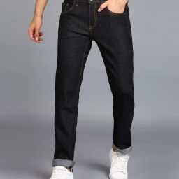 Men Regular Mid Rise Dark Blue Jeans-image-91