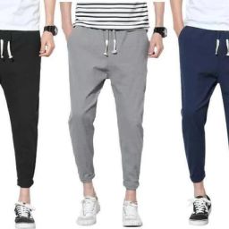 Pack of 3 Men Solid Black, Grey, Dark Blue Track Pants-image-39