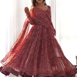 Printed Georgette Stitched Anarkali Gown-image-81