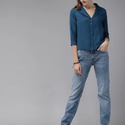 Women Regular Fit Solid Lapel Collar Casual Shirt-image-56