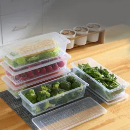 Plastic 6 Fridge Storage Boxes Storage Containers (1500 ML ) Storage Basket Storage Basket-16