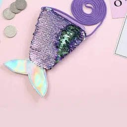 EL REGALO Girls Purple Necklace Bracelet Jewellery Set with Sequin Pouch-image-99