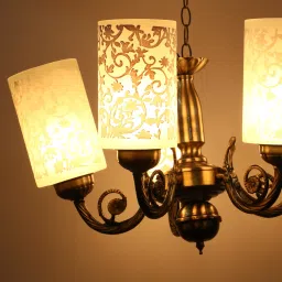 Pendent Ceiling Chandeliers Jhoomer Of 5 Lamp/ Light With Decorative Glass Shade, Metal, Round, B22, Multicolor Chandelier Ceiling Lamp-13