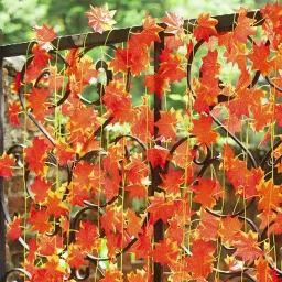 tied ribbons 7.66ft Artificial Maple Plants 1pc String Vines Creeper for Home, Wall, Hanging Artificial Plant image 2