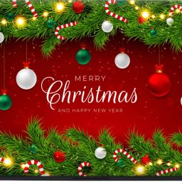 FineArts Laptop Skin with Screen Guard and Key Guard - Gradient Christmas Background Combo Set image 3