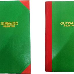 Inward and Outward Register Combo - 100 Pages Single - 70 GSM Ledger Paper - Red Half Canvas PVC Binding Material Record 0-Part Inventory Book-25