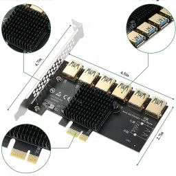 Tobo PCI-E 1 to 6 USB Riser Card Higher USB 3.0 Adapter Multiplier Card Card Reader image 2