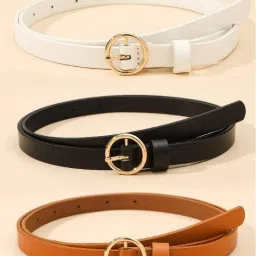 Women Party Brown Genuine Leather, Artificial Leather Belt-image-2