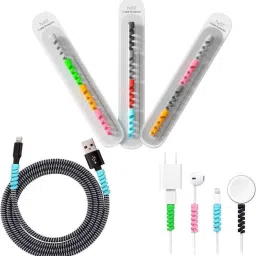 DECRONICS Charger Cable Protector Spiral Cable 1.5 Meter & 12 Pcs Twist Cable Saver Cable Protector-image-51
