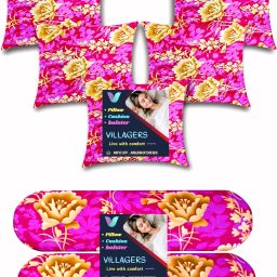 5 Cushion And 2 Bolster Microfibre Abstract Bolster Pack of 7-image-60