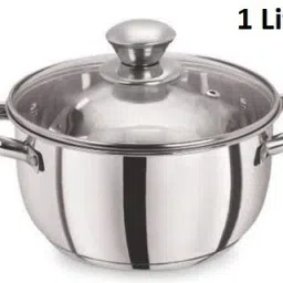 Steel Stainless Steel Induction Bottom Dutch Oven with Glass Lid (1 Liter) Dinner Set-image-51