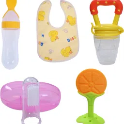 Baby Fruit Nibbler, Spoon feeder, Finger Brush, Bib & Teether and Feeder-24