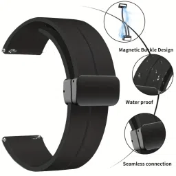 Vinylzone Magnetic Lock Watch Strap Compatible with Samsung Watch (Only Strap) (Not Watch) 20 mm Silicone Watch Strap-image-22