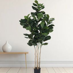 Arick Decor 70 Inch Artificial Real Touch Fiddle Leaf Plants With Black Pot-picture-46