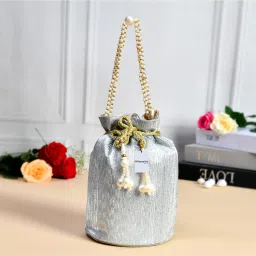 By Kuber Industries Women Silver Potli-image-26