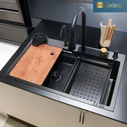 Multifunctional Waterfall Kitchen Sink 30x18x9 inch Steel 304 Multifunction Sink Waterfall Sink All in One Kitchen Sink Digital Sink Vessel Sink-image-63