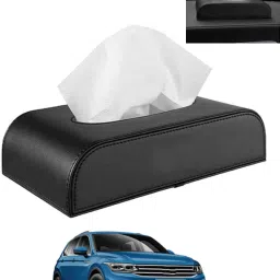Leathrite New Design Black D-Shape Tissue Holder For-Tiguan Volkswagen 2021 Vehicle Tissue Dispenser-image-11