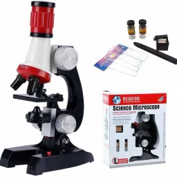 Science Microscope, Educational Toy Real Working Microscope for Kids Microscope Refined Scientific Instruments Kit (Multicolor)-0