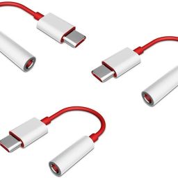 Uniqon Red (Pack of 3 Pcs) Type-C Male To 3.5mm Aux Stereo Female Earphone Noise Cancelling Headphones Audio Jack Listening Music Converter Connector Splitter Adaptor For Android One Plus 7/ 7 Pro / 1+6 /1+6T Phone Converter-19