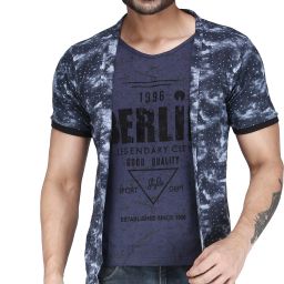 Men Jacket Style Half Sleeve Blue Shrug-image-77