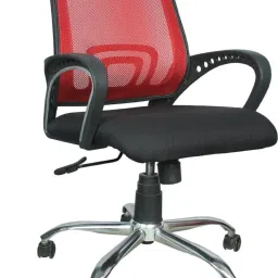 Voom Medium Back Revolving Chair with Centre Tilt Mechanism in Black fabric & Red mesh/net back Fabric Office Executive Chair-14