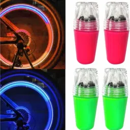 Cycle Tyre Valve Light Reflectors 4pc (Multicolor) LED Wheel Reflectors-15