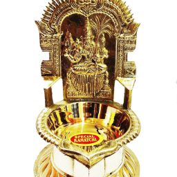 - KANCHIPURAM KAMAKSHI VILAKKU / DIYA / DEEPAM - BRASS - BIG SIZE -7 INCH HIGH - Brass Table Diya-image-68