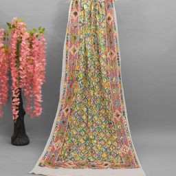Cotton Blend Embroidered White Women Dupatta-image-63