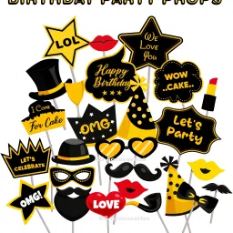 Birthday Photo Booth Props 26 Pcs Set Face Prop Funny Prop for Kids Adult Selfie Photo Booth Board-image-82