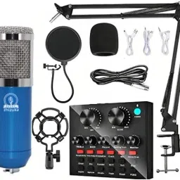 Condenser Microphone with V8 Sound Card | Recording, Stream, Podcast & Broadcast Microphone-18