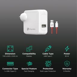 ultraprolink Boost 30W Type A Fast Charger (Type A to Type C, Multi-Layer Protection, White) image 2