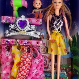 Kids Gift and Showpiece doll set with crown and extra dress-11