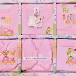 Little hub NEW BORN Nappy & Bib clothes gift set - 8 pcs (Baby pink color)-34