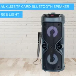 GUGGU 4210 (PORTABLE BLUETOOTH PARTY SPEAKER)With Karaoke Mic & High Quality SoundF381 30 W Bluetooth Tower Speaker-image-7