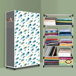 Strong 5 Shelf Plastic Foldable Wardrobe and Portable Almirah for Adults, Kids PVC Collapsible Wardrobe-image-87