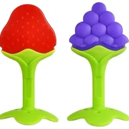 Silicone Fruit Baby Teethers for Babies 0-6 Months 6-12 Months (Pack of 2) Teether and Feeder-15