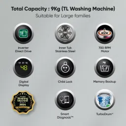 lg 9 kg 5 Star, AI Direct Drive Technology, 6 Motion Direct Drive Fully Automatic Top Load Silver image 4