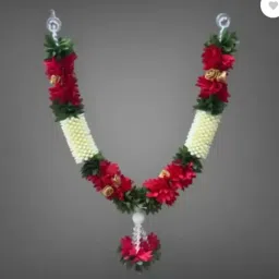 Artificial Flower Garland for Photo Frame Decoration Red & Green Design Soft Fabric Garland-image-43
